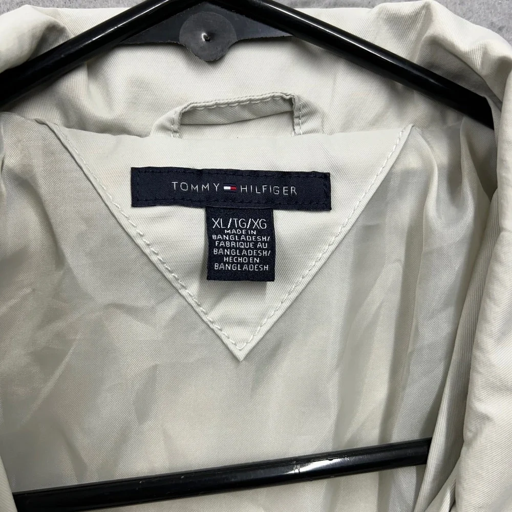 Tommy Hilfiger Womens XL Beige Cotton Blend Full Zip Utility Jacket Cargo Pocket